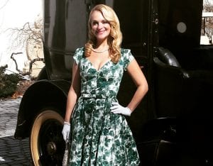 Vanderbilt Museum photo Consuelo Vanderbilt Costin and her great-great grandfather’s 1929 Lincoln, during a break in shooting a 2015 music video at the Vanderbilt Mansion