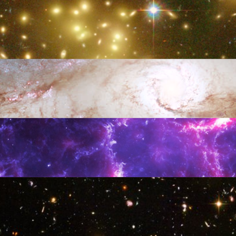 The nonbinary pride flag, featuring four stripes (from top to bottom: yellow, white, purple, and black) made from photos of galaxies, nebulas, and stars.