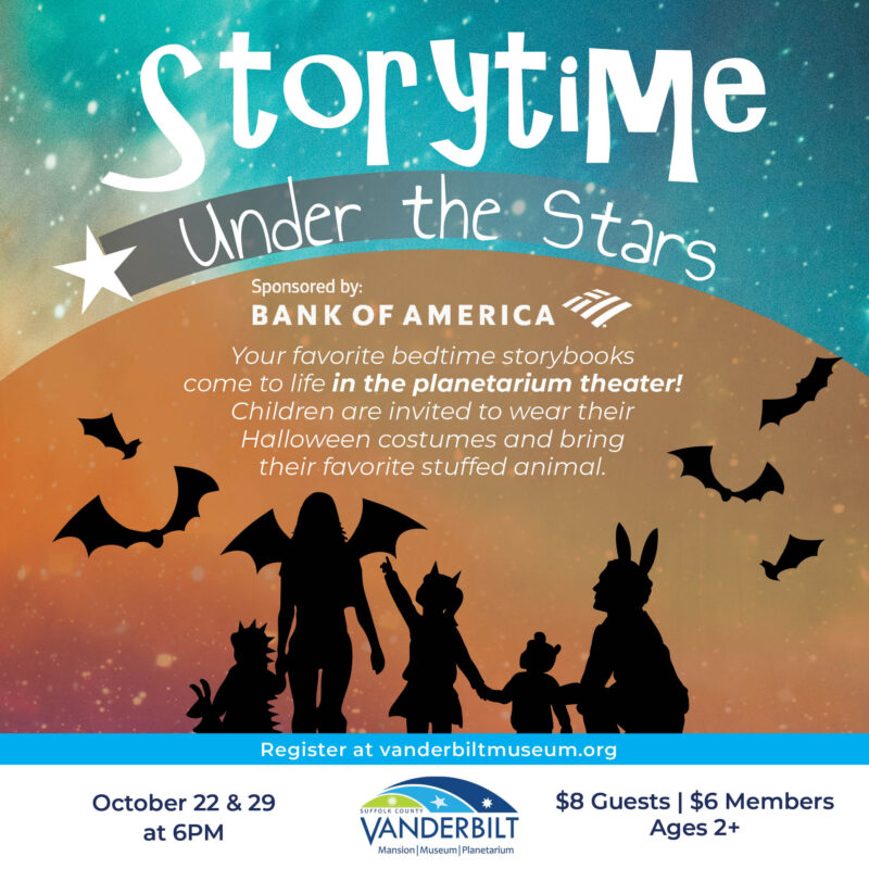 Storytime Under the Stars. October 22 and 29 at 6pm.
