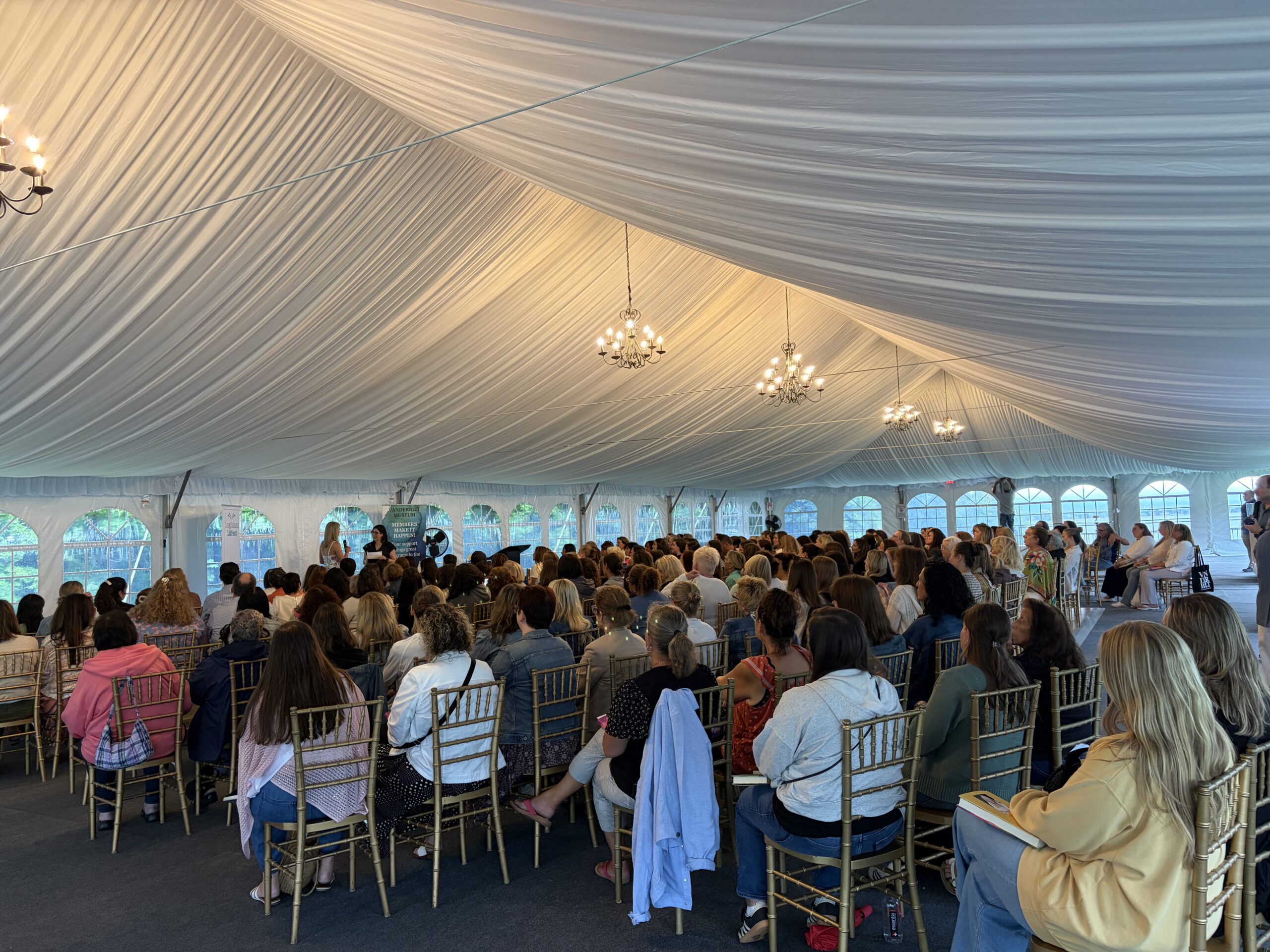 Audience at the LitFest event watching author Emily Giffin at the Vanderbilt Museum